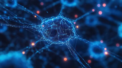 Poster - A close-up visualization of a neuron, highlighting its intricate structure and connections.