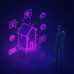 Poster - Innovative Leader with Holographic Smart Home Icons