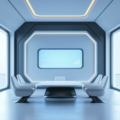 Poster - Modern Boardroom with Futuristic IoT Interfaces