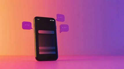 Leinwandbilder - A smartphone with chat bubbles, symbolizing messaging and communication.