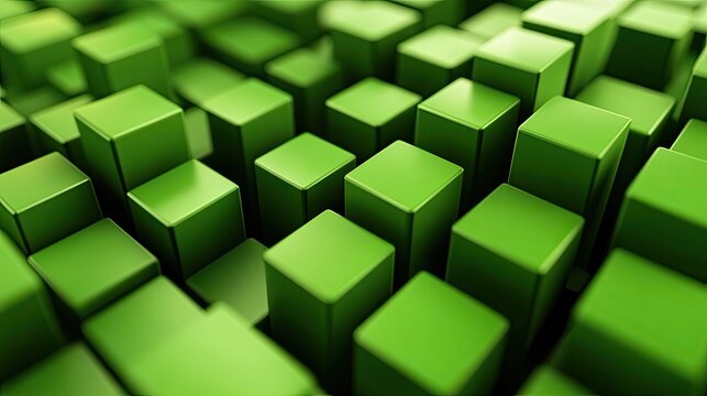 A lively green 3D cubes background with a clean, central space ideal for showcasing products or placing text.