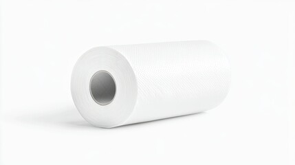 Roll of tissue paper, side view, isolated on white, soft texture and clean look, ready for bathroom essentials