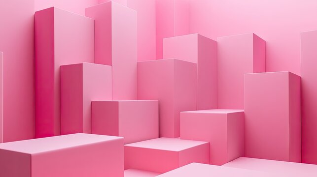 A playful pink 3D cubes backdrop with minimalist design, providing a modern and stylish platform for product or text display.