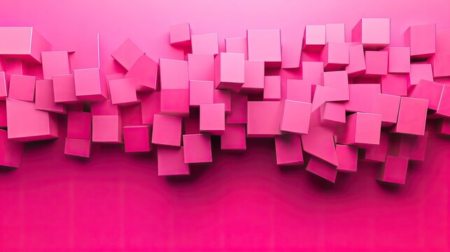 A vibrant pink monochrome background with 3D cubes arranged in a dynamic pattern, perfect for text or product placement in the center.