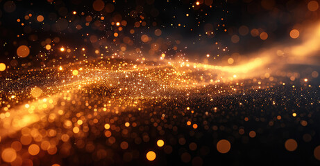 Poster - Gold light elements on a black background.