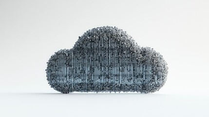 Poster - Secure data cloud symbol with encryption code details, front view, on white