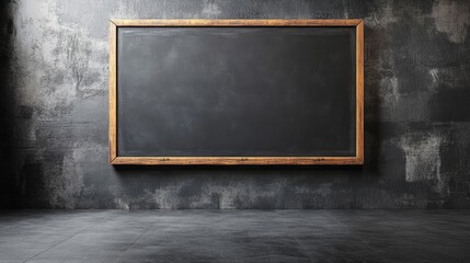 Poster - Horizontal black studio wall with a chalkboard and showroom background ideal for product presentations