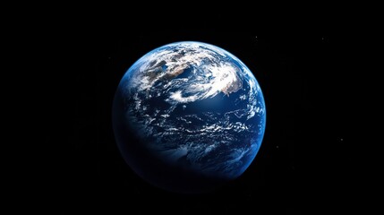 Poster - A view of Earth from space, showcasing its blue oceans and white clouds against a black backdrop.
