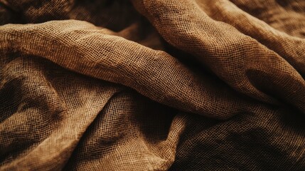 Poster - Autumn inspired brown earthy tones create a textured fabric background featuring soft and delicate muslin cotton double gauze Ideal for various design applications