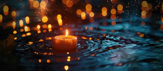 Poster - Abstract Circular Bokeh Background Of Candlelight And Water On Dark Night