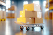 © abdlkerim - A dolly cart with boxes in the warehouse,