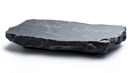 Poster - Empty black stone tabletop isolated on a white background ideal for showcasing products High quality image
