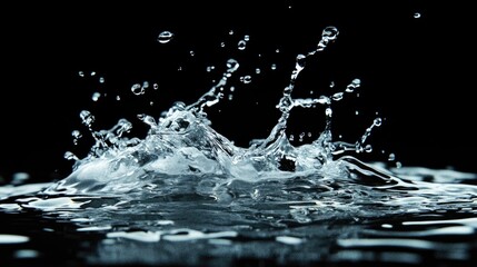 Poster - Water splashes dramatically against a black backdrop creating a refreshing and striking visual effect