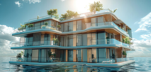 Poster - Dream city island architecture, Architectural form, Creative architectural design, Apartment building, Architectural design.
