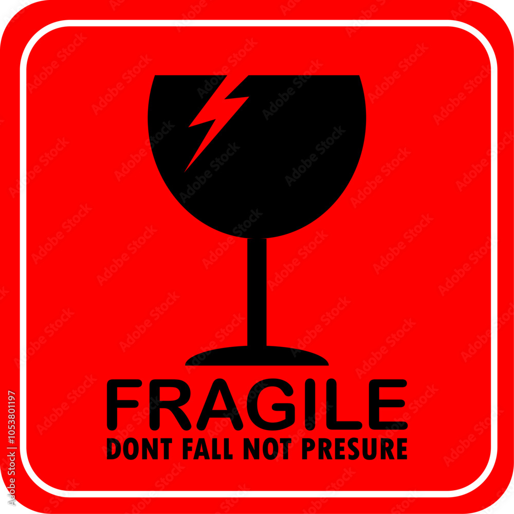 sticker fragile handle with care, Red, White, and black fragile warning ...