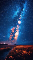 Poster - Vast night sky filled with stars and a clear Milky Way over a serene landscape.