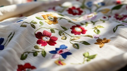 Poster - Classic embroidered tablecloth showcasing the craftsmanship of earlier generations