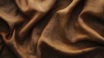 Poster - Caramel brown natural cotton and linen fabric texture backdrop for a wide banner design