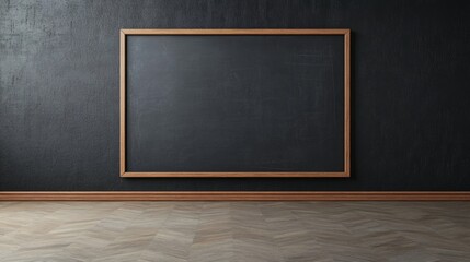 Poster - Horizontal black studio wall with a chalkboard and showroom background ideal for product presentations