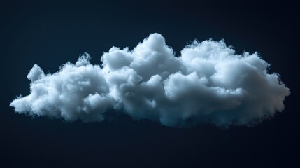 Fluffy white cloud isolated on a dark background featuring an abstract smoke like texture