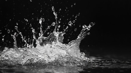 Poster - Water splashes dramatically against a black backdrop creating a refreshing and striking visual effect