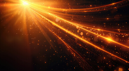Poster - Black background with orange sun flare with rays.