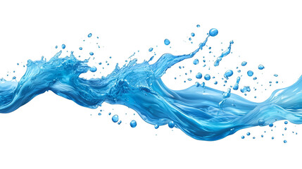 Poster - Dynamic blue water splash with floating air bubbles creates refreshing and energetic visual. fluid motion and vibrant color evoke sense of purity and vitality.png transparent background