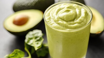 Poster - Isolated image featuring a creamy avocado smoothie in a glass ideal for collages backgrounds banners and various projects promoting a healthy lifestyle