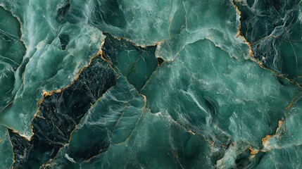 Poster - A close-up view of textured stone featuring shades of green and black with golden veins.