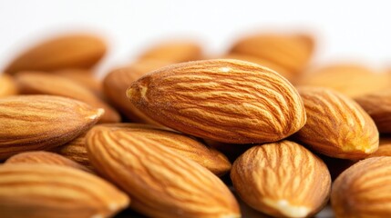 Aufkleber - Close up view of almonds set against a white background