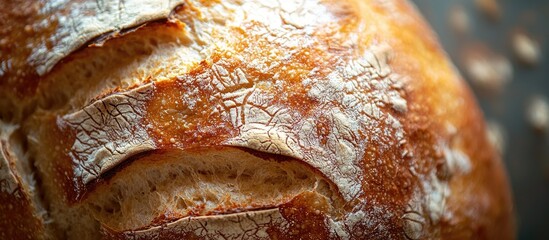 Poster - Round Loaf Of Bread Close Up Details Artisan Made At Market