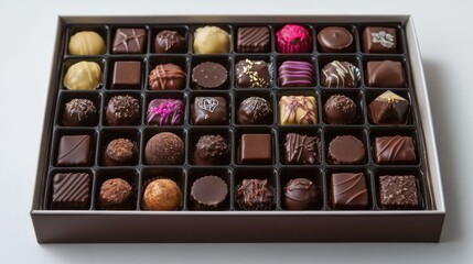 Poster - An elegant box filled with an assortment of gourmet chocolates ideal for treating oneself or offering as a thoughtful gift