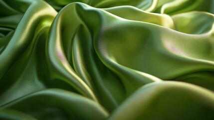 Poster - Flowing green satin fabric elegantly arranged as a silky drape