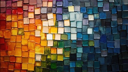Fototapete - a mosaic composed of various tiles or pixels showcasing different shades creating a geometric abstra