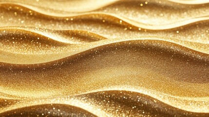 Aufkleber - Gold glitter sand background featuring lines and waves showcasing a wavy shimmering texture in golden hues