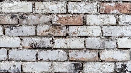 Aufkleber - Rustic brick wall texture in shades of white and gray for banner use