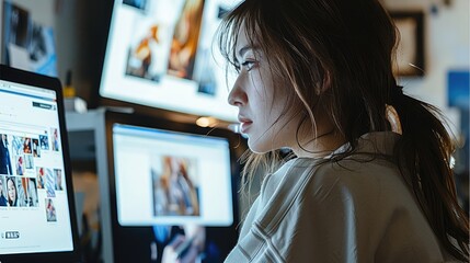 Poster - Creative young woman working on laptop at office.