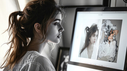 Poster - Creative young woman working on laptop at office.