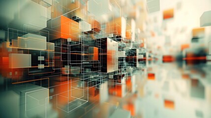 Aufkleber - An abstract digital art piece that appears to be made up of multiple interconnected squares and rectangles. The squares are of different sizes and shapes, and they are arranged in a grid-like pattern.
