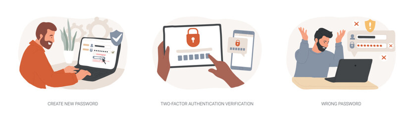 Poster - Password management isolated cartoon vector illustrations se