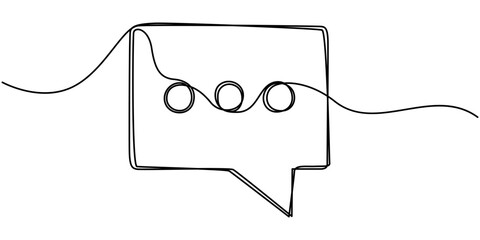 Fototapete - Speech Bubble Single Line Icon, Speech Bubble Continuous Line Icon, Chat Single Line Icon, Speech Bubbles Continuous Line Icon, Continuous Line Drawing of Doodle Speech Bubble. Hand Drawn Symbol.