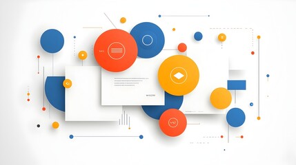 Leinwandbilder - Sleek and dynamic abstract design featuring layered geometric circles in vibrant hues perfect for a contemporary business or tech presentation creating a visually engaging flow