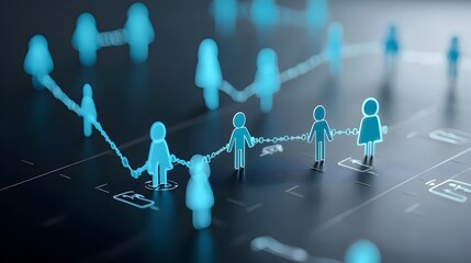 Poster - Glowing digital abstract depicting multiple figures linked by luminous lines symbolizing the concept of shared vision within a thriving and interconnected community