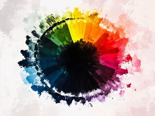 Wall Mural - A color wheel with a splash of paint on it