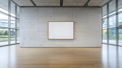 Aufkleber - Empty concrete wall frame with large windows allowing natural lighting to fill the clean modern space creating an elegant backdrop for advertisement or product display
