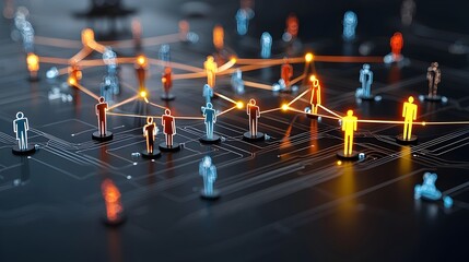 Poster - Dynamic featuring multiple figures linked by glowing lines representing the concept of shared vision within a thriving and interconnected community