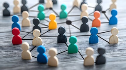 Leinwandbilder - Digital abstract depicting a vibrant network of interconnected figures symbolizing the strength of the pursuit of shared goals