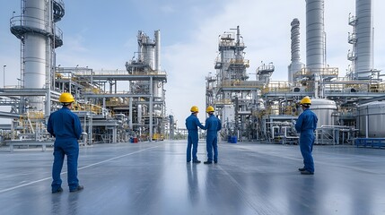 Aufkleber - Engineers in Hard Hats Inspecting the and Technology of a Clean Sustainable Biofuel Production Facility to Ensure Efficient and Environment Friendly Energy