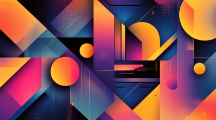 Poster - Abstract geometric design with vibrant colors and shapes.