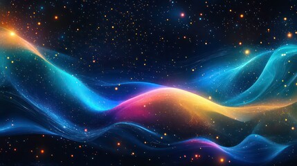 Aufkleber - Abstract cosmic waves in vibrant colors, depicting a celestial scene.
